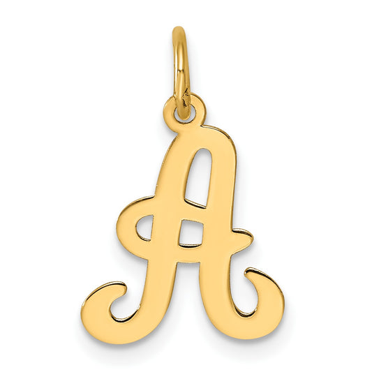 14KY Script Letter A Initial Charm