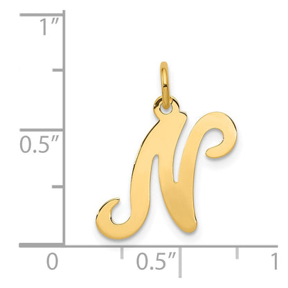 14KY Script Letter N Initial Charm