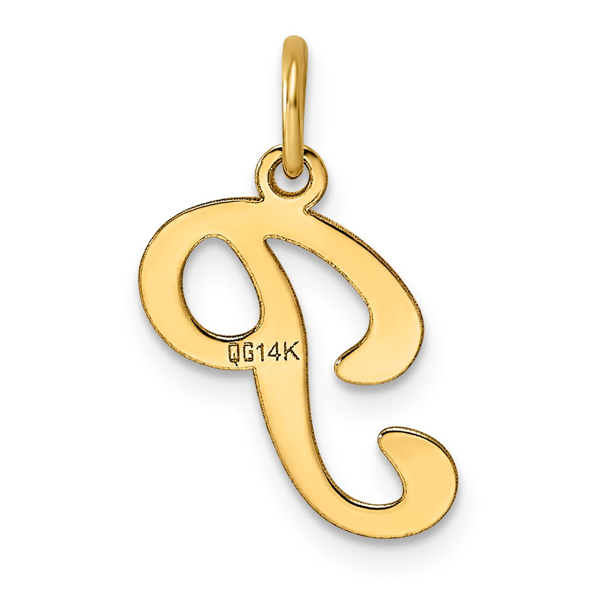 14KY Script Letter P Initial Charm