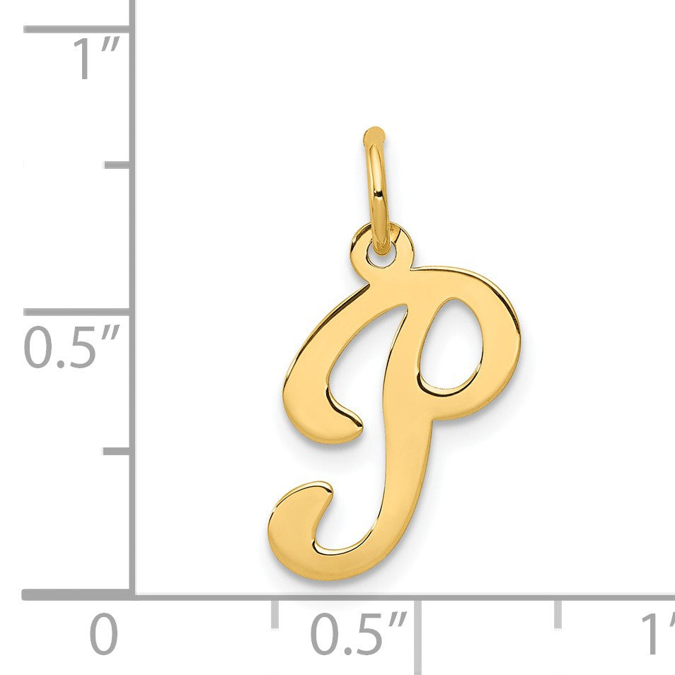 14KY Script Letter P Initial Charm