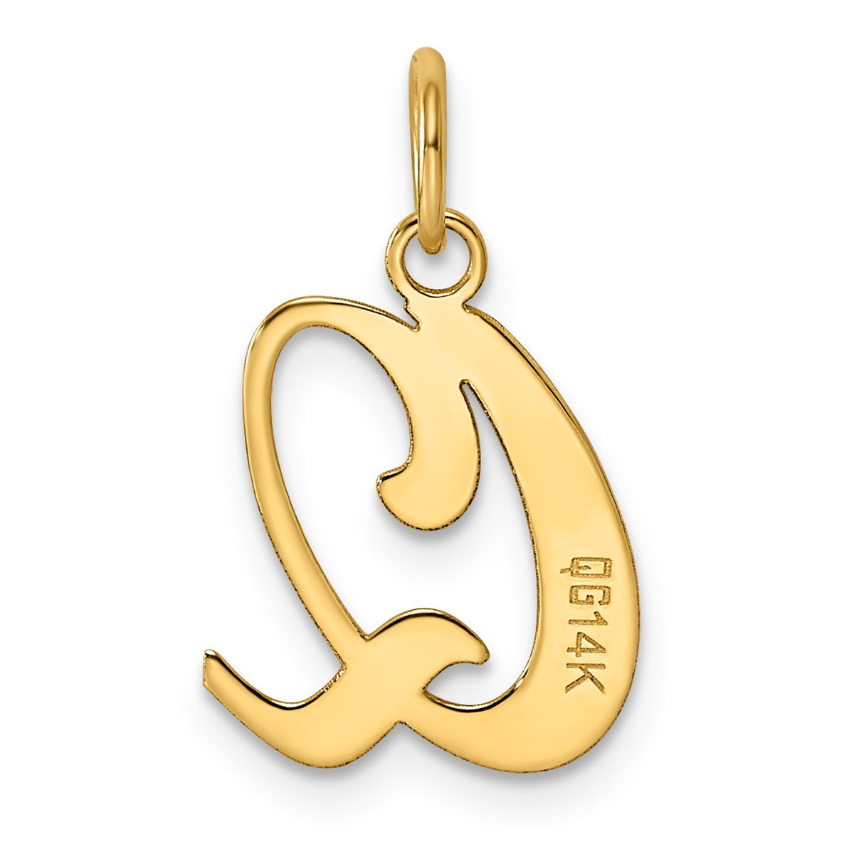 14KY Script Letter Q Initial Charm
