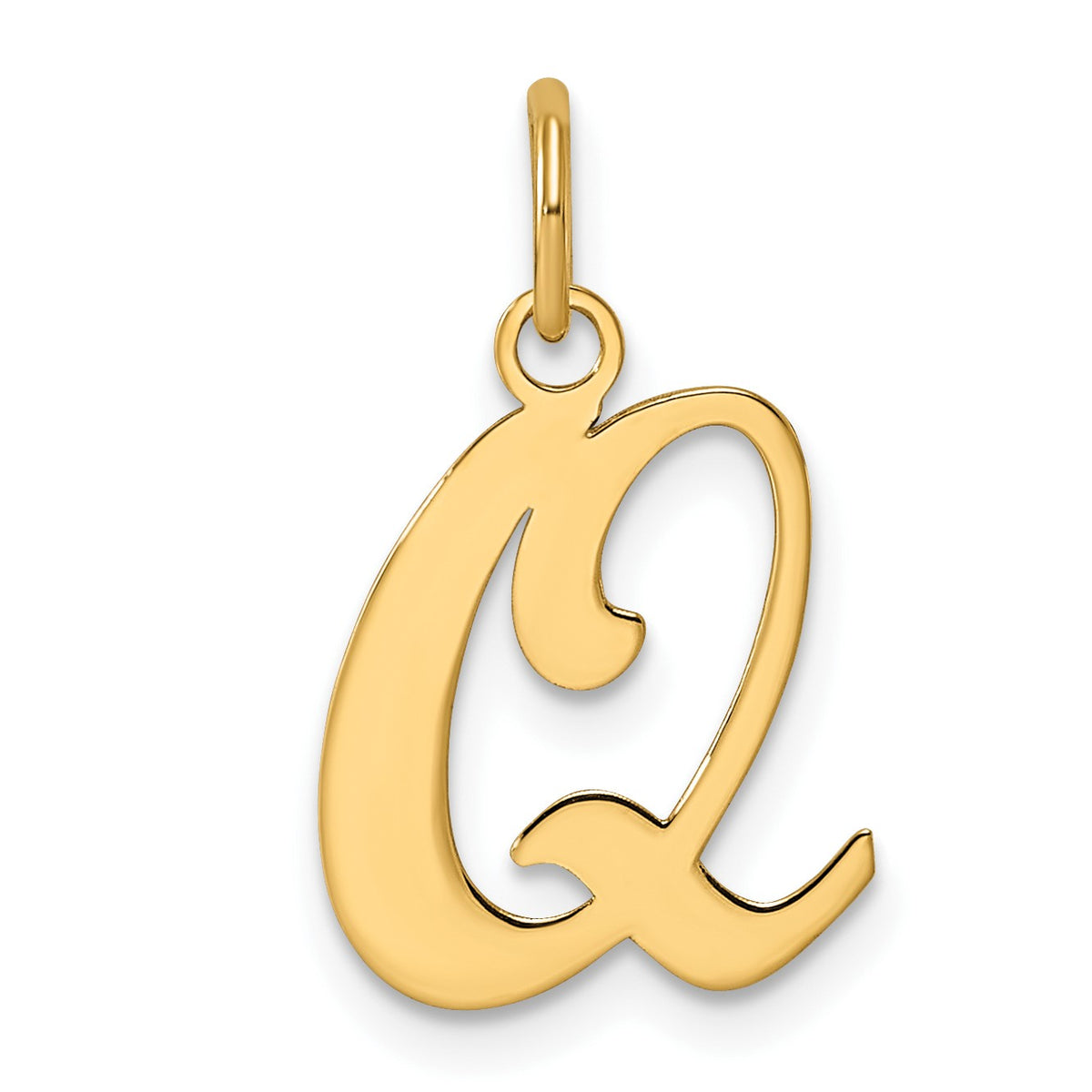 14KY Script Letter Q Initial Charm