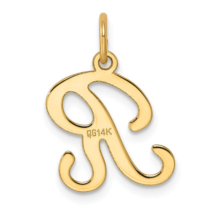14KY Script Letter R Initial Charm