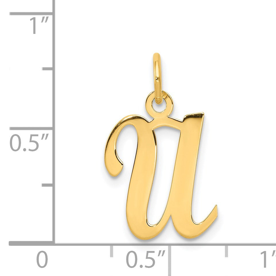 14KY Script Letter U Initial Charm