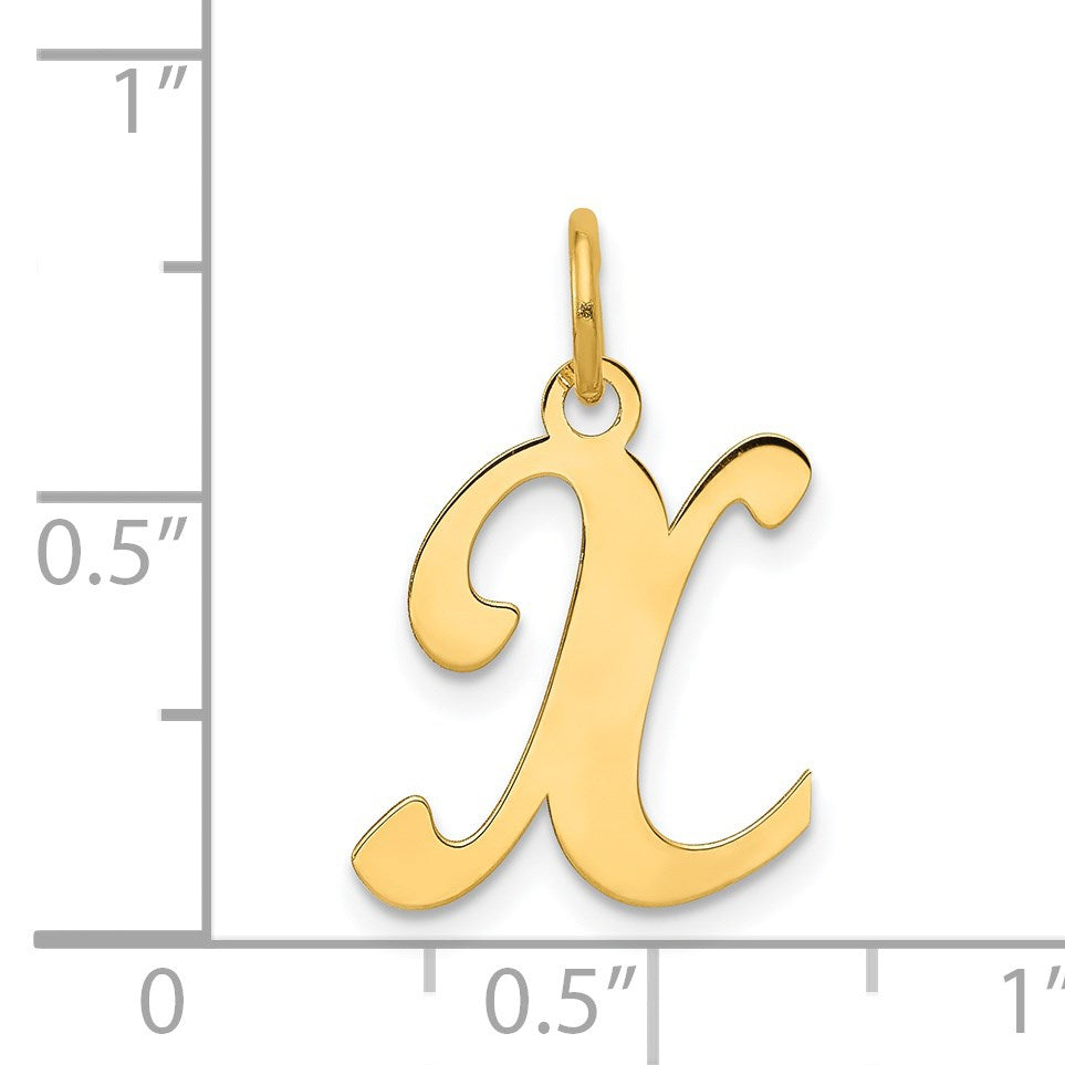 14KY Script Letter X Initial Charm