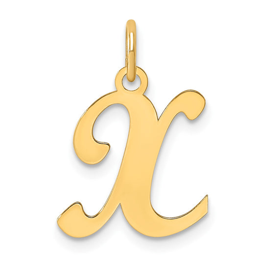 14KY Script Letter X Initial Charm