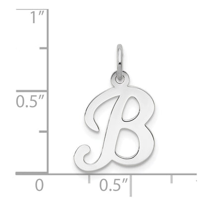 14KW White Gold Script Letter B Initial Charm