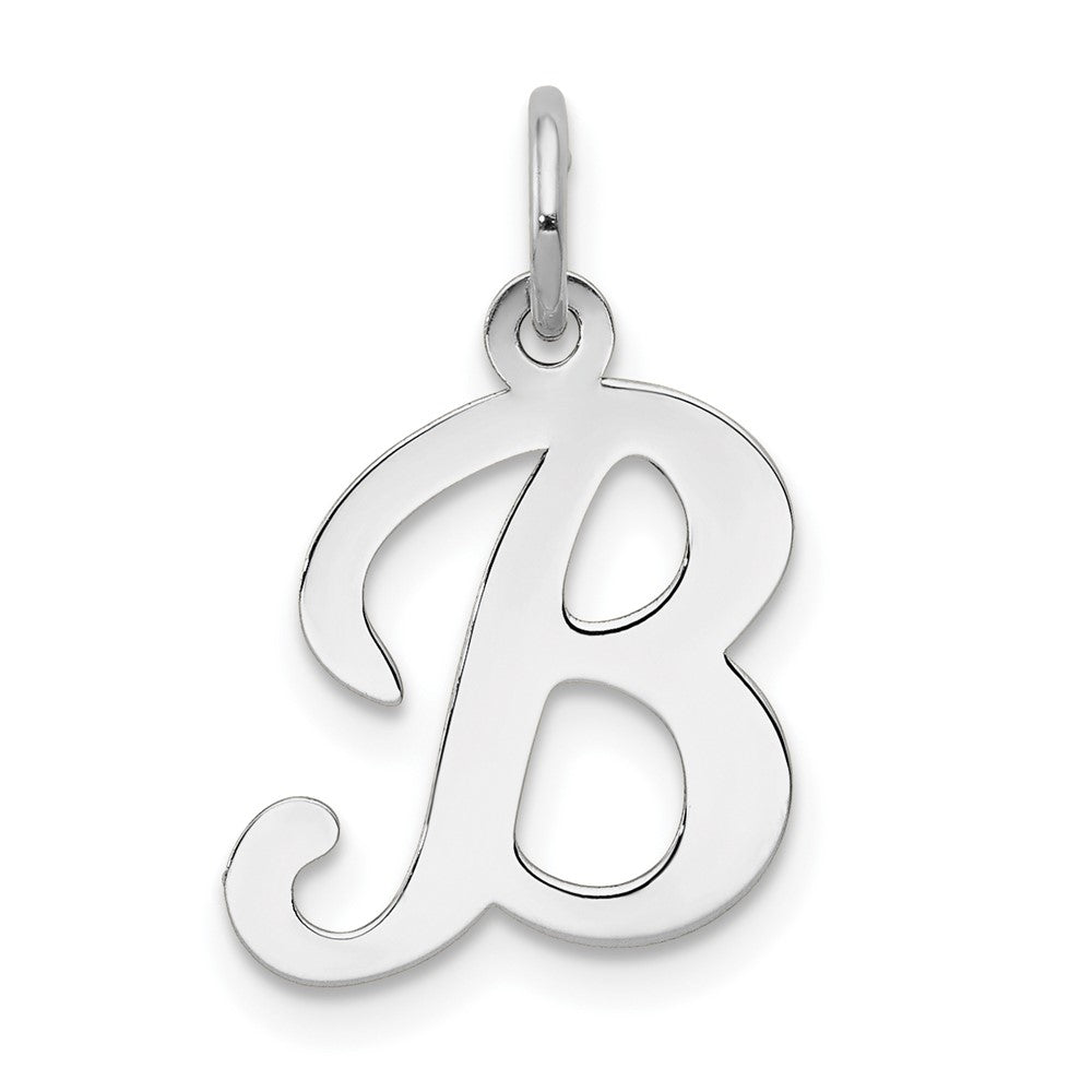 14KW White Gold Script Letter B Initial Charm