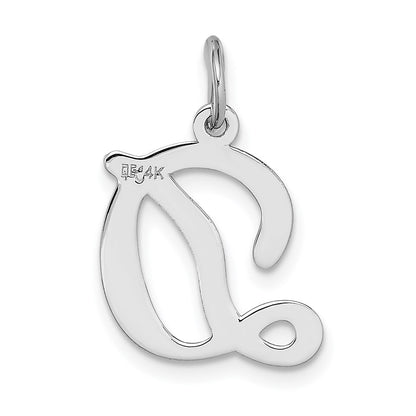 14KW White Gold Script Letter D Initial Charm