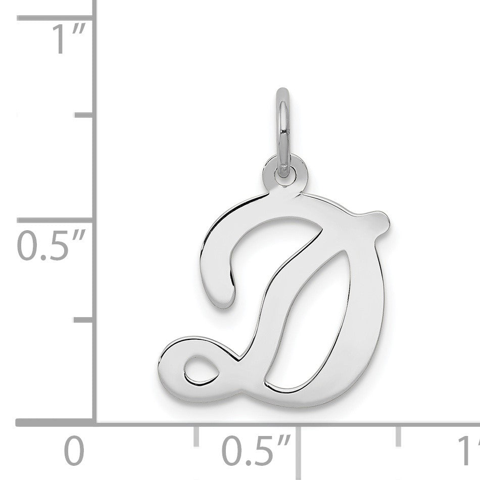 14KW White Gold Script Letter D Initial Charm