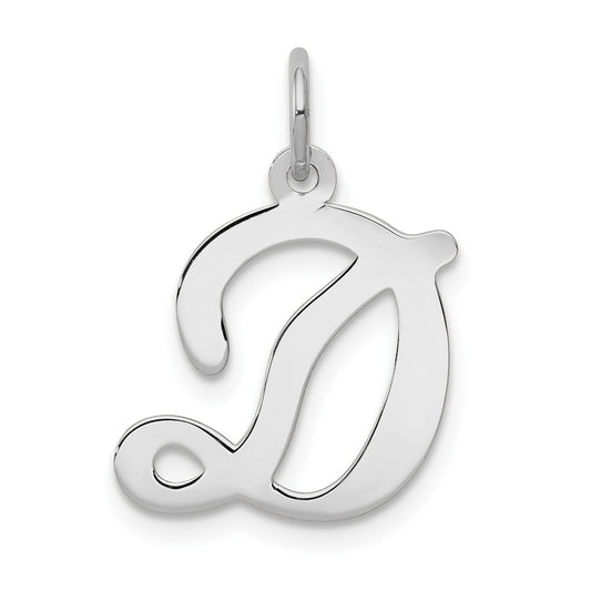 14KW White Gold Script Letter D Initial Charm