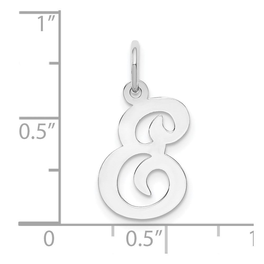 14KW White Gold Script Letter E Initial Charm