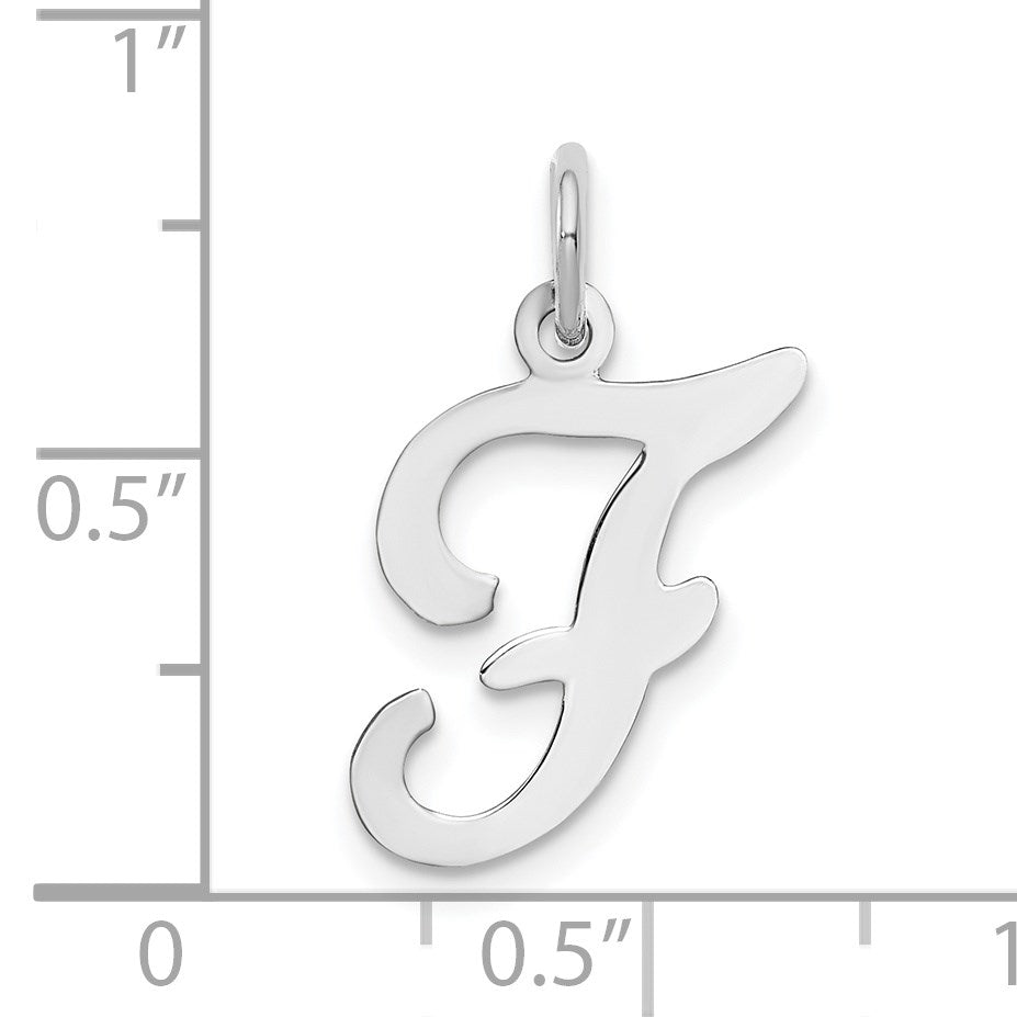 14KW White Gold Script Letter F Initial Charm