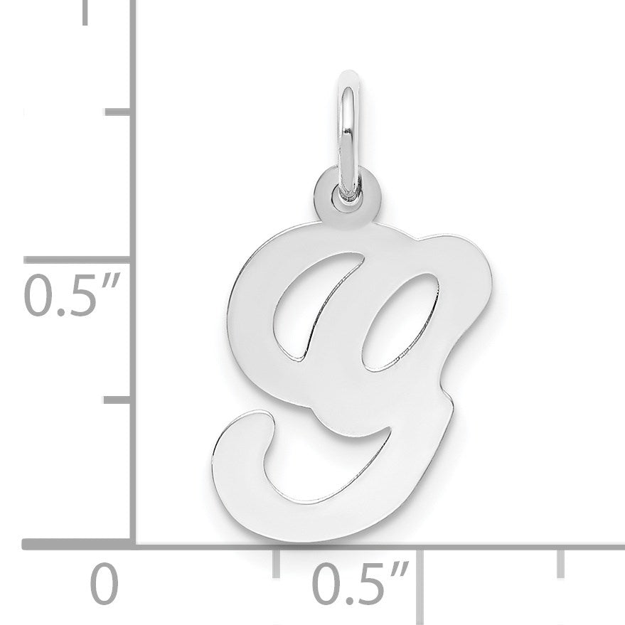 14KW White Gold Script Letter G Initial Charm