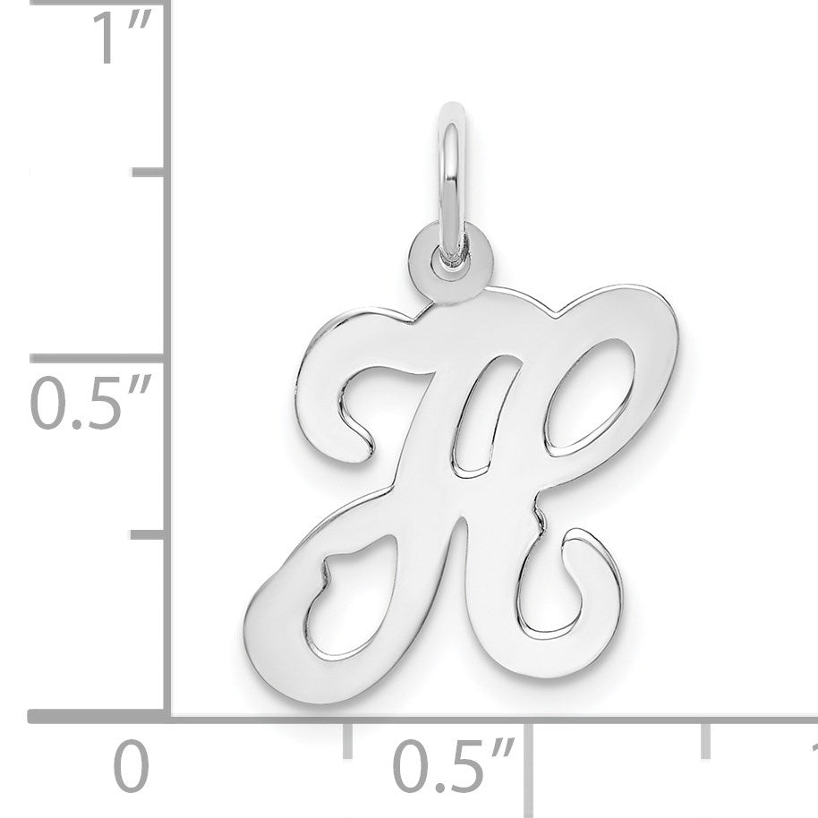 14KW White Gold Script Letter H Initial Charm