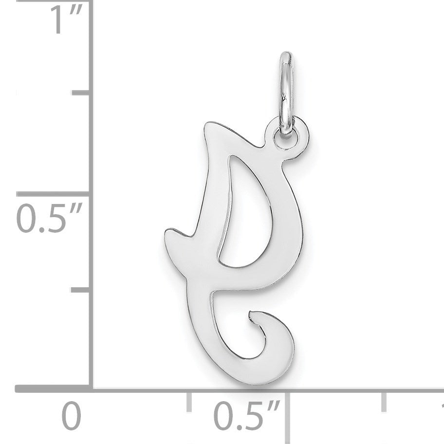 14KW White Gold Script Letter I Initial Charm