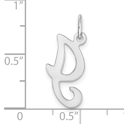 14KW White Gold Script Letter I Initial Charm