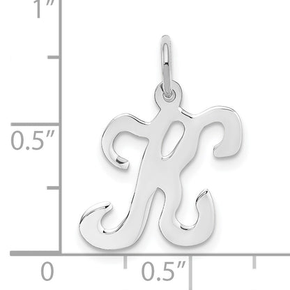 14KW White Gold Script Letter K Initial Charm