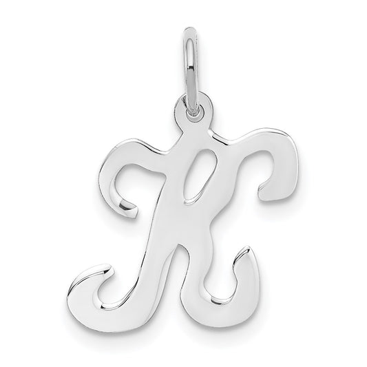 14KW White Gold Script Letter K Initial Charm