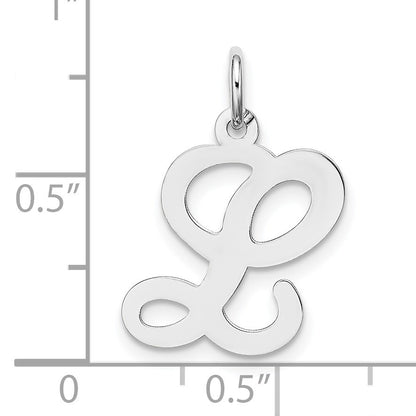 14KW White Gold Script Letter L Initial Charm