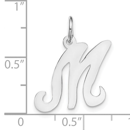 14KW White Gold Script Letter M Initial Charm