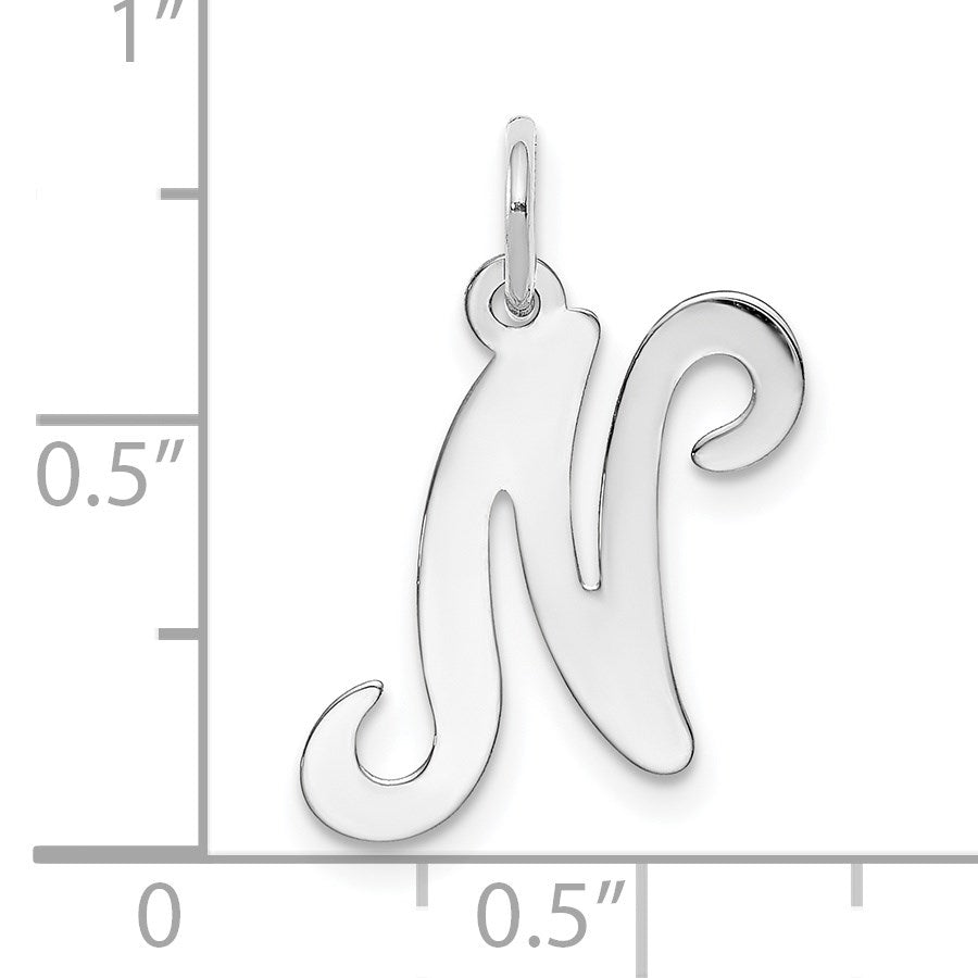 14KW White Gold Script Letter N Initial Charm