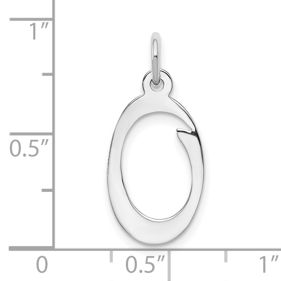 14KW White Gold Script Letter O Initial Charm
