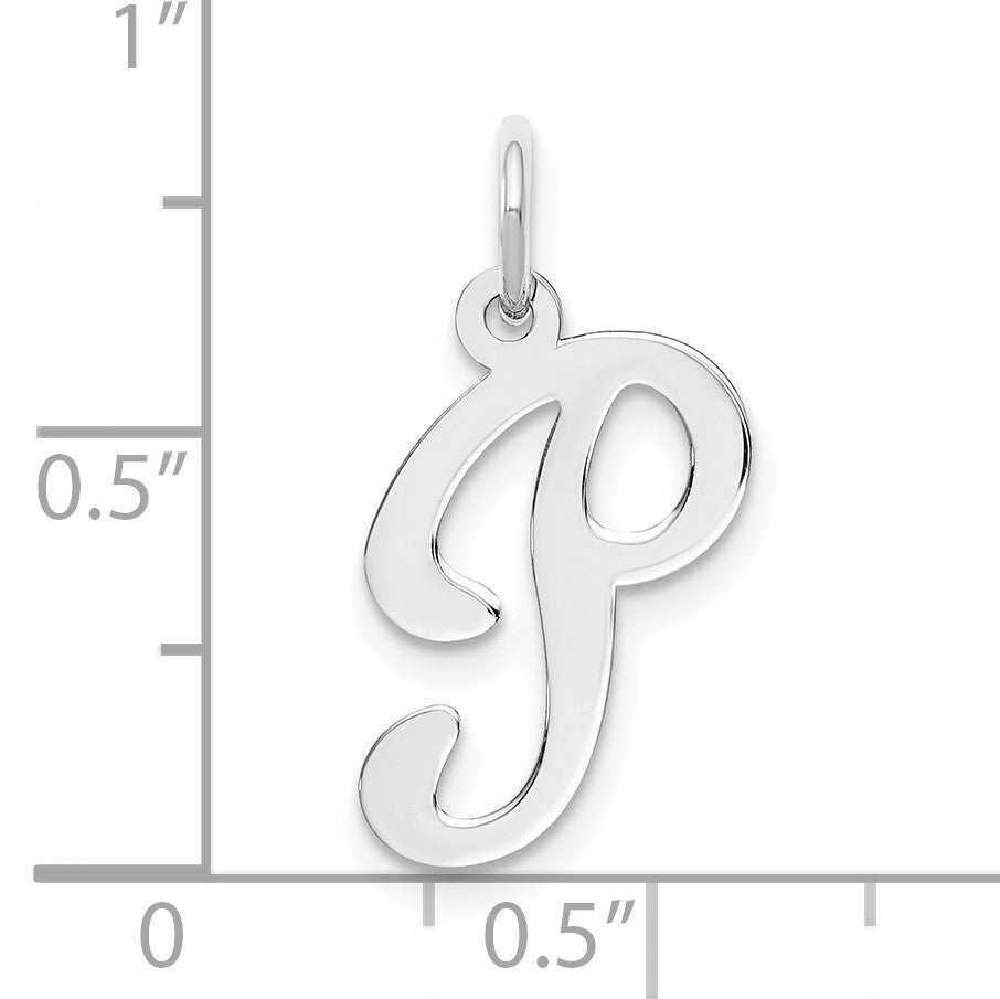 14KW White Gold Script Letter P Initial Charm