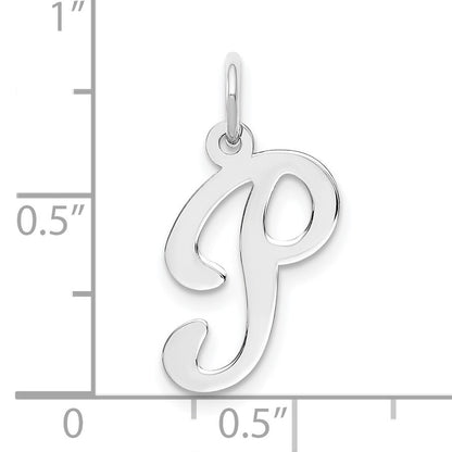 14KW White Gold Script Letter P Initial Charm