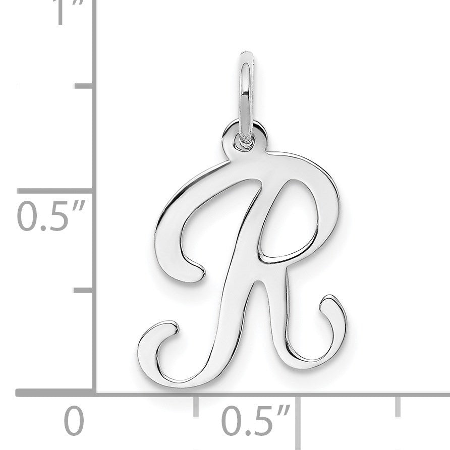 14KW White Gold Script Letter R Initial Charm