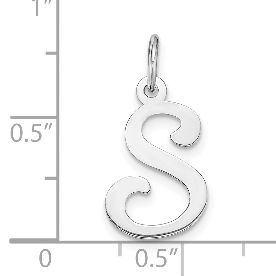 14KW White Gold Script Letter S Initial Charm