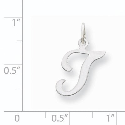 14KW White Gold Script Letter T Initial Charm