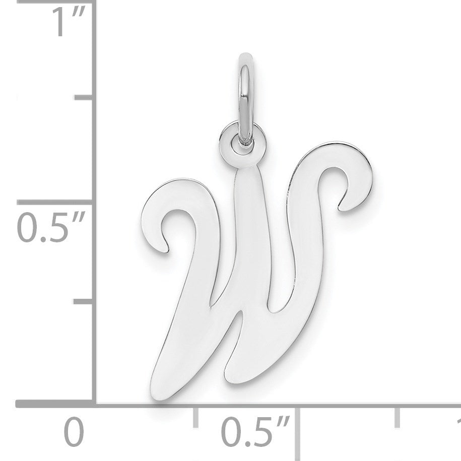 14KW White Gold Script Letter W Initial Charm