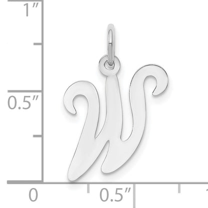 14KW White Gold Script Letter W Initial Charm