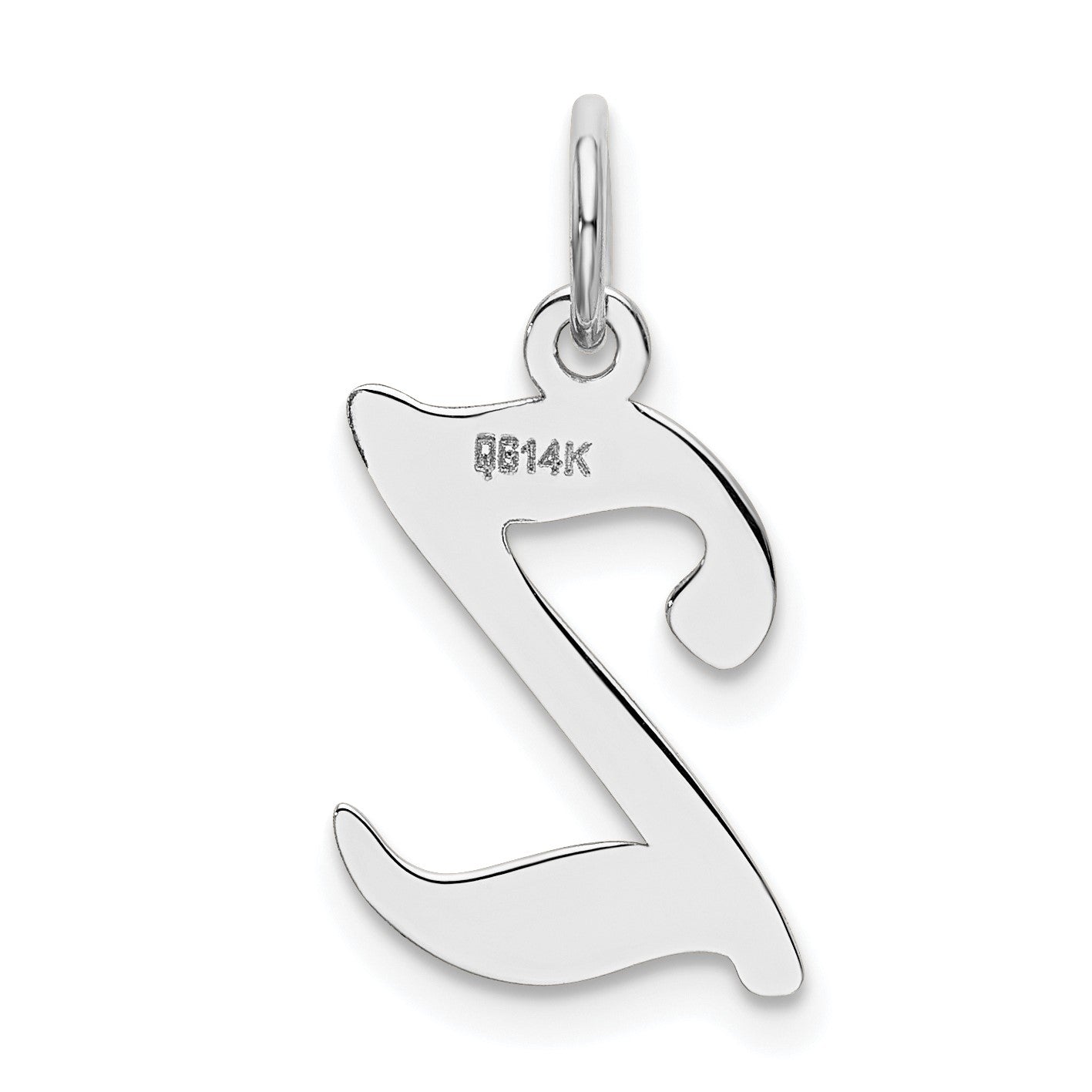 14KW White Gold Script Letter Z Initial Charm