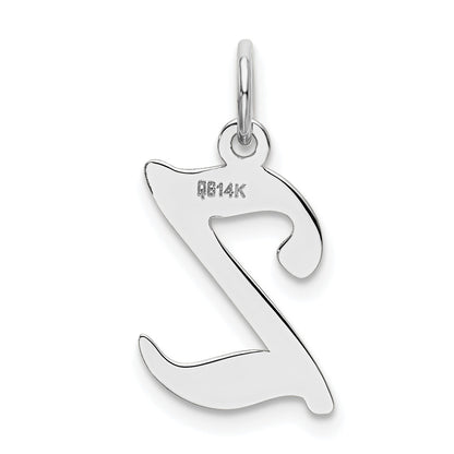 14KW White Gold Script Letter Z Initial Charm