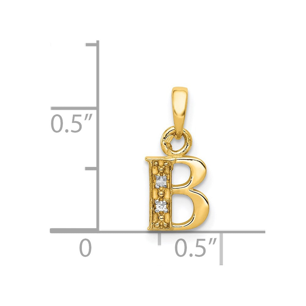 14KY with Rhodium Diamond Letter B Initial Pendant