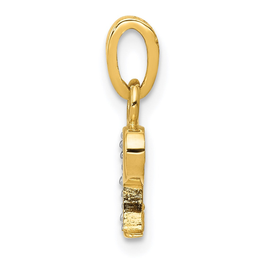 14KY with Rhodium Diamond Letter P Initial Pendant