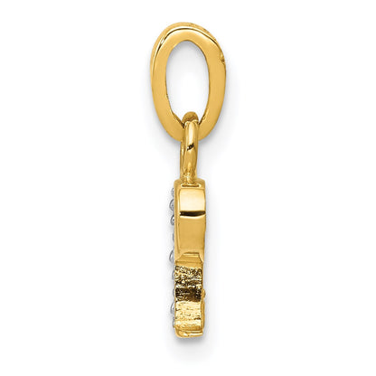 14KY with Rhodium Diamond Letter P Initial Pendant