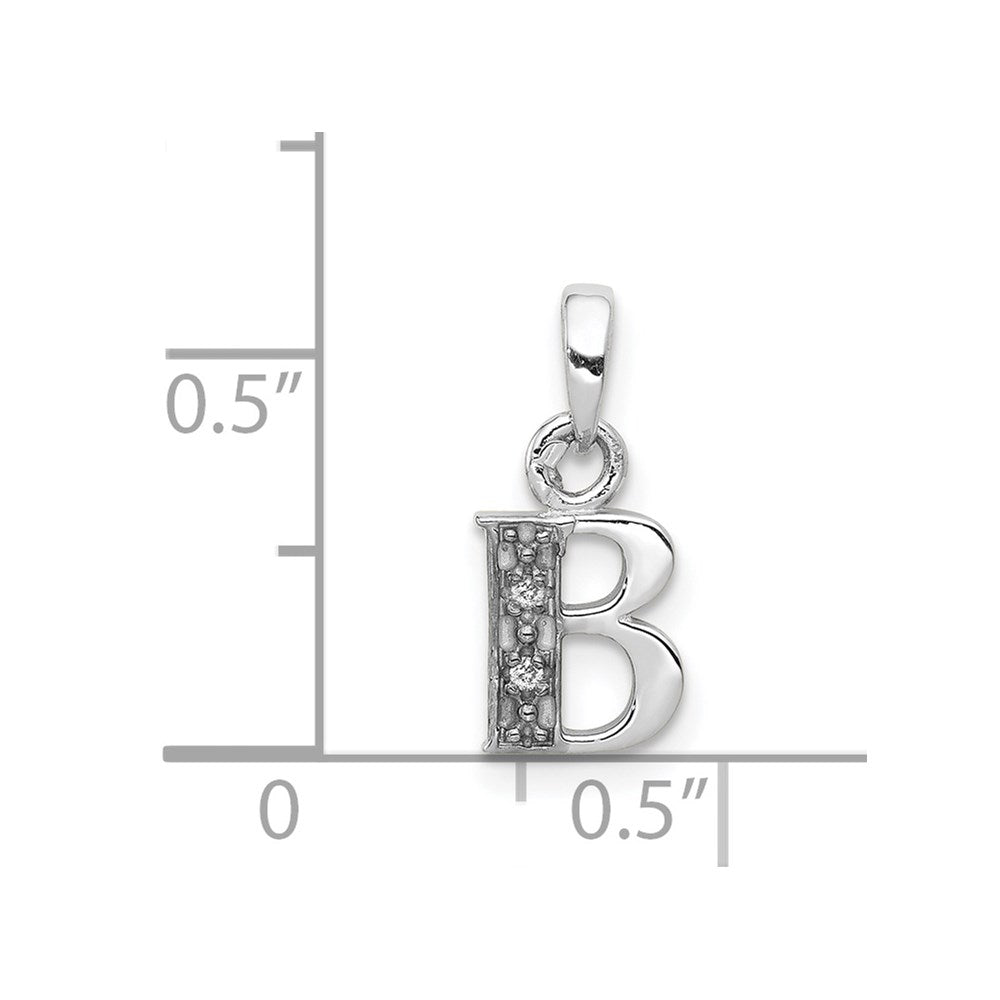 14KW with Rhodium Diamond Letter B Initial Pendant