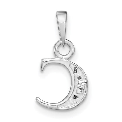 14KW with Rhodium Diamond Letter C Initial Pendant