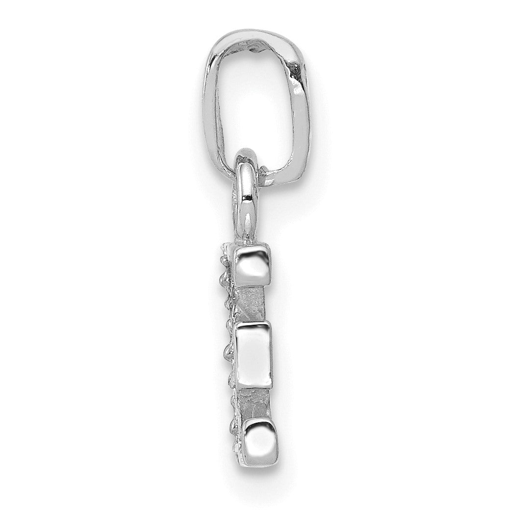 14KW Rhodium-plated Diamond Letter E Initial Pendant
