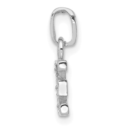 14KW Rhodium-plated Diamond Letter E Initial Pendant