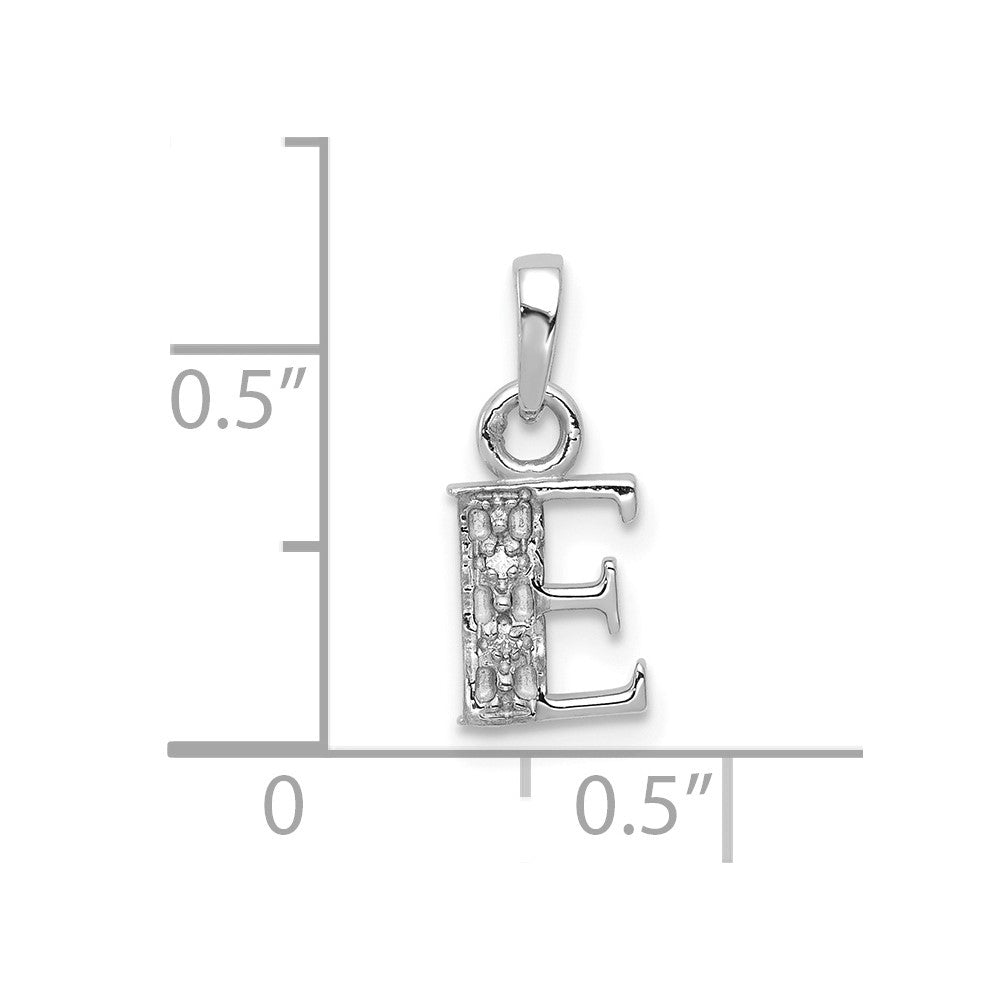 14KW Rhodium-plated Diamond Letter E Initial Pendant