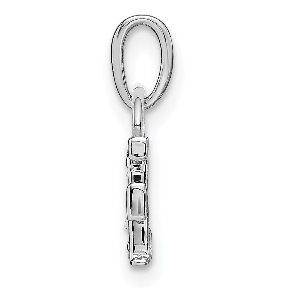14KW Rhodium-plated Diamond Letter F Initial Pendant