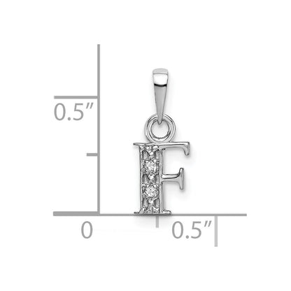 14KW Rhodium-plated Diamond Letter F Initial Pendant