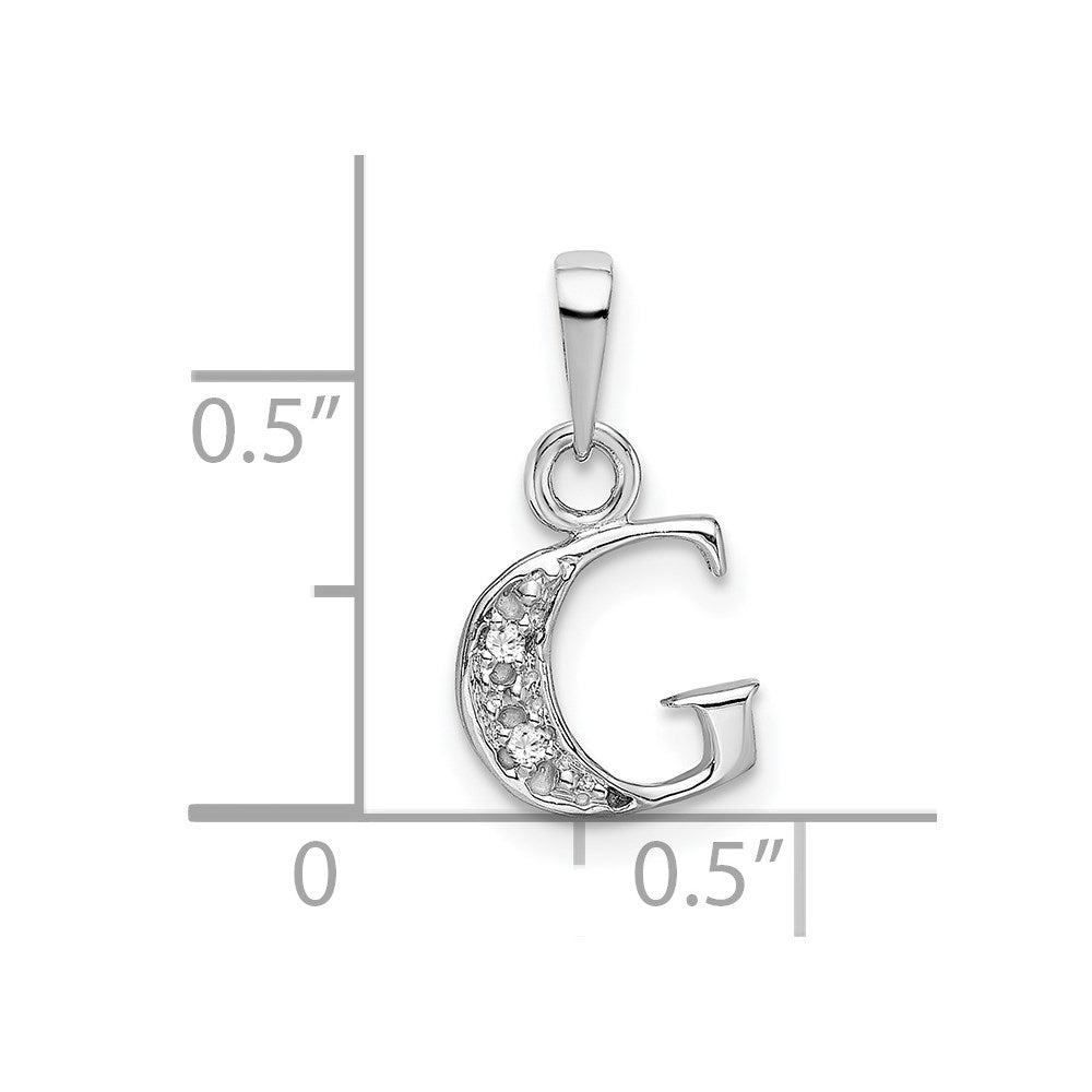 14KW Rhodium-plated Diamond Letter G Initial Pendant