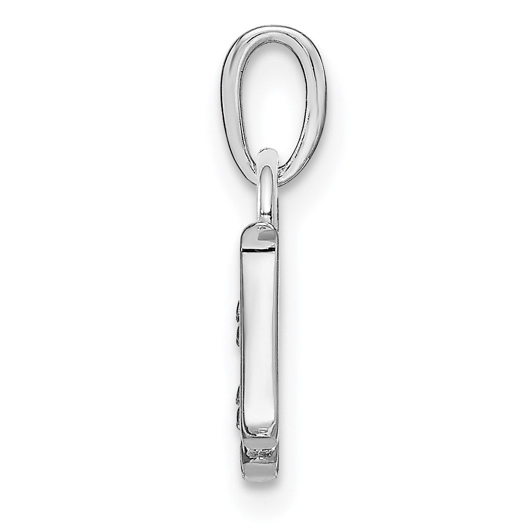 14KW Rhodium-plated Diamond Letter H Initial Pendant