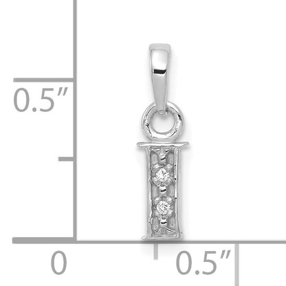 14KW Rhodium-plated Diamond Letter I Initial Pendant