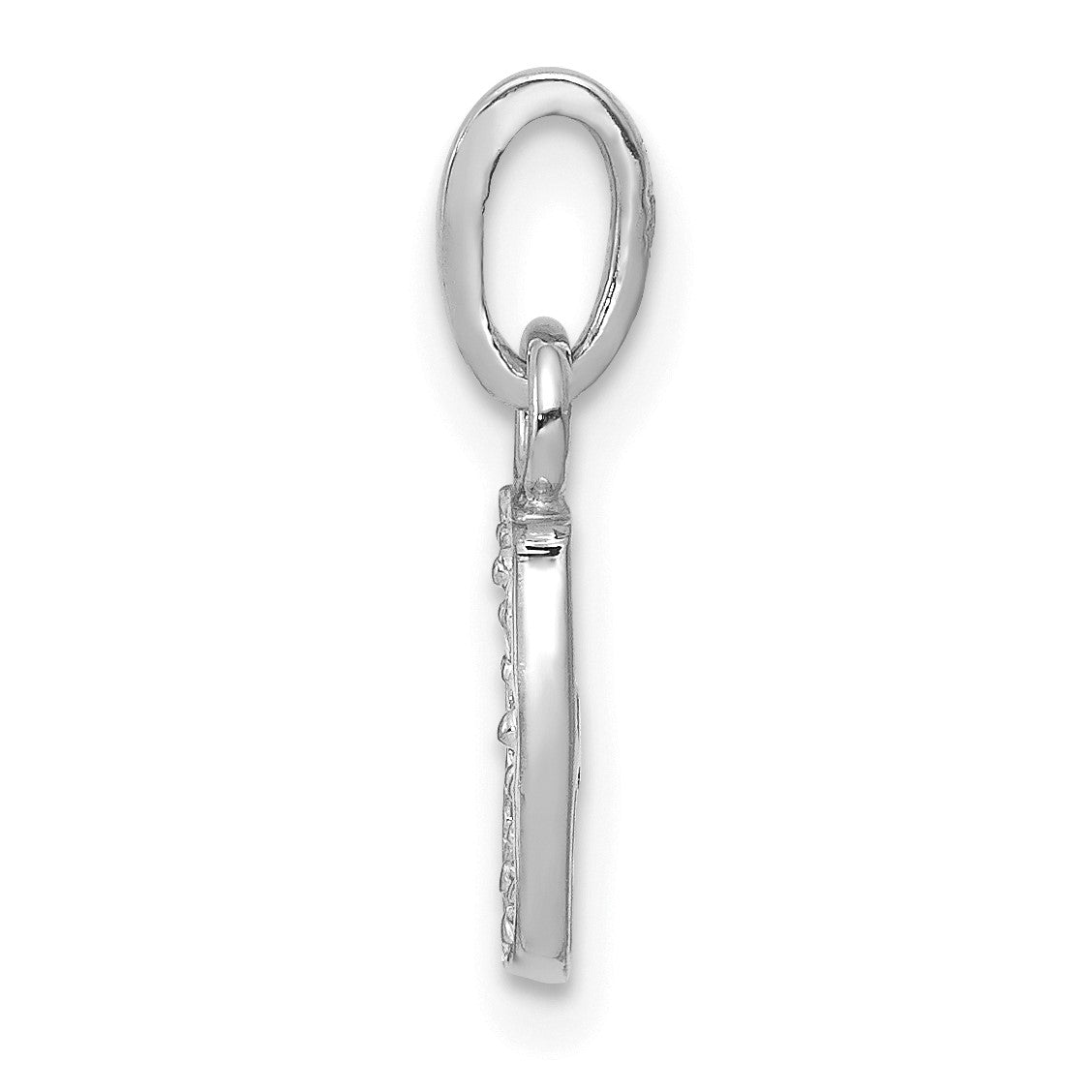 14KW Rhodium-plated Diamond Letter J Initial Pendant